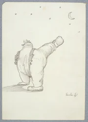 William Morris (1834-96) esegue una ruota, visto da dietro alla luce della luna e delle stelle, da un album di disegni